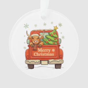 Merry Christmas Truck Highland Cow Tree Cosy Xmas Ornament