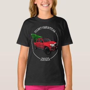 Merry Christmas Truck Red With Tree Xmas Pajama Fu T-Shirt