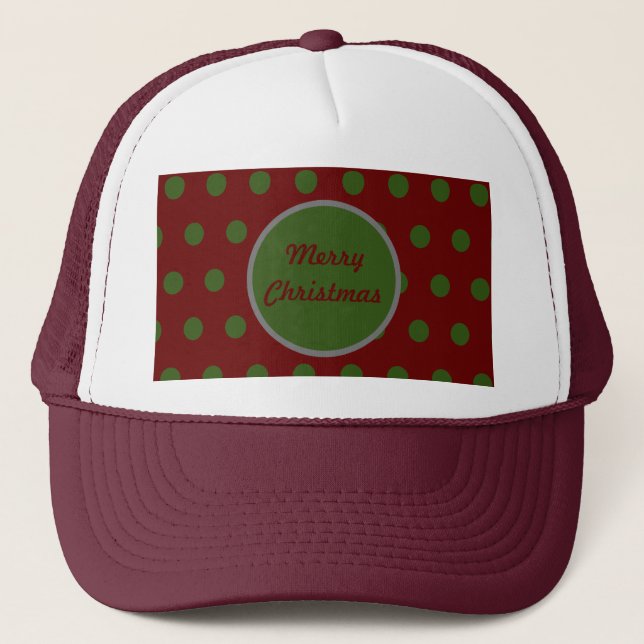 Merry Christmas Trucker Hat (Maroon & Hunter Green (Front)