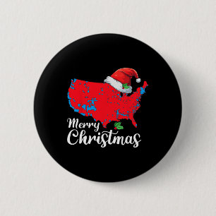 Merry Christmas Trump Patriotic Usa Map 2024 Santa 6 Cm Round Badge