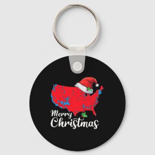 Merry Christmas Trump Patriotic Usa Map 2024 Santa Key Ring