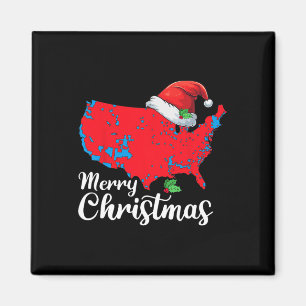Merry Christmas Trump Patriotic Usa Map 2024 Santa Magnet