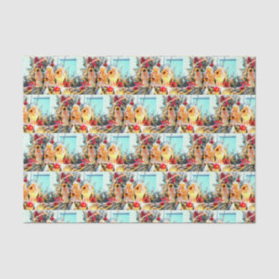 Merry Christmas trumpeting angels pattern Tissue Paper