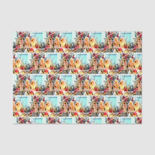 Merry Christmas trumpeting angels pattern Tissue Paper (Front)