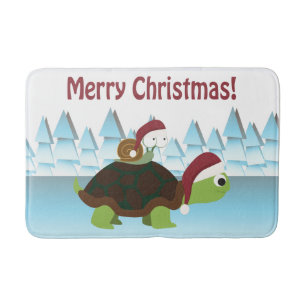 Merry Christmas! Turtle and Snail Bath Mat
