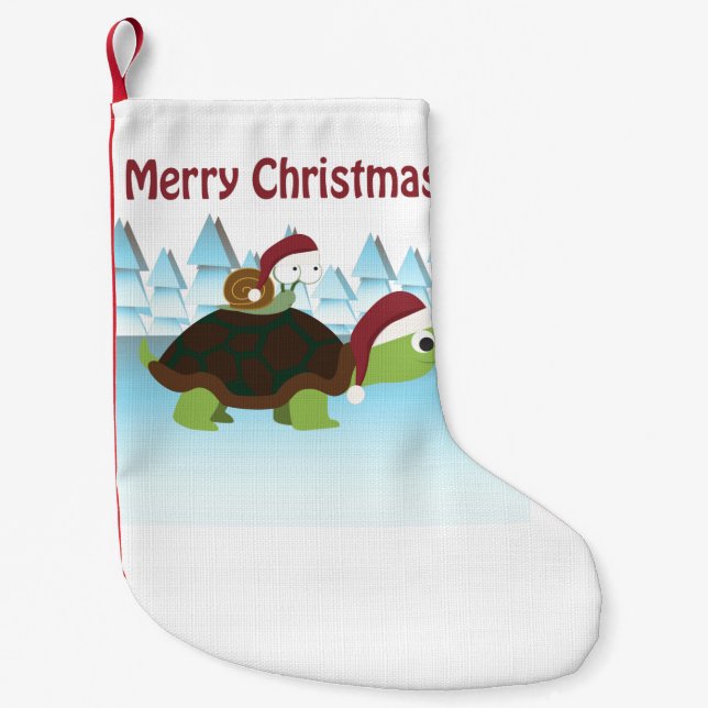 Merry Christmas! Turtle and Snail Small Christmas Stocking (Front)