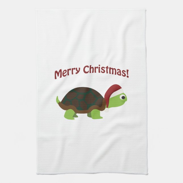 Merry Christmas! Turtle Tea Towel (Vertical)