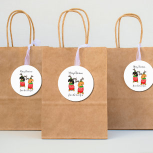 Merry Christmas Two Decked Out Dachshunds Classic Round Sticker