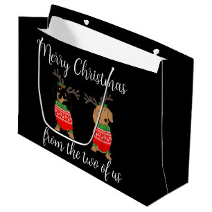 Merry Christmas Two Decked Out Dachshunds Large Gift Bag