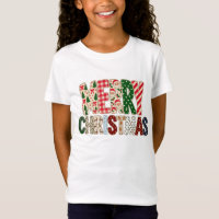 Merry Christmas Two Line Patchwork Lettering | Tre