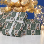 Merry Christmas two photo personalised green Wrapping Paper<br><div class="desc">The very merry Christmas wrapping paper features a fun original type treatment that reads "We wish you a merry Christmas" in the shape of a Christmas tree along with two photos. Customise the design with your name or other text too! The white type on the green background make a fun...</div>