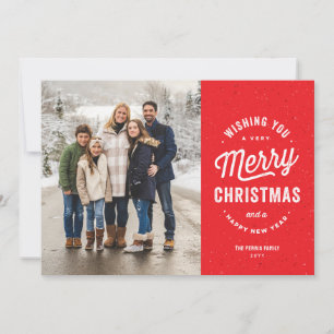 Merry Christmas two photo red outdoorsy family Holiday Card