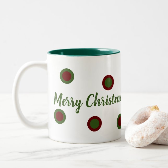 Merry Christmas Two-Tone Coffee Mug (With Donut)