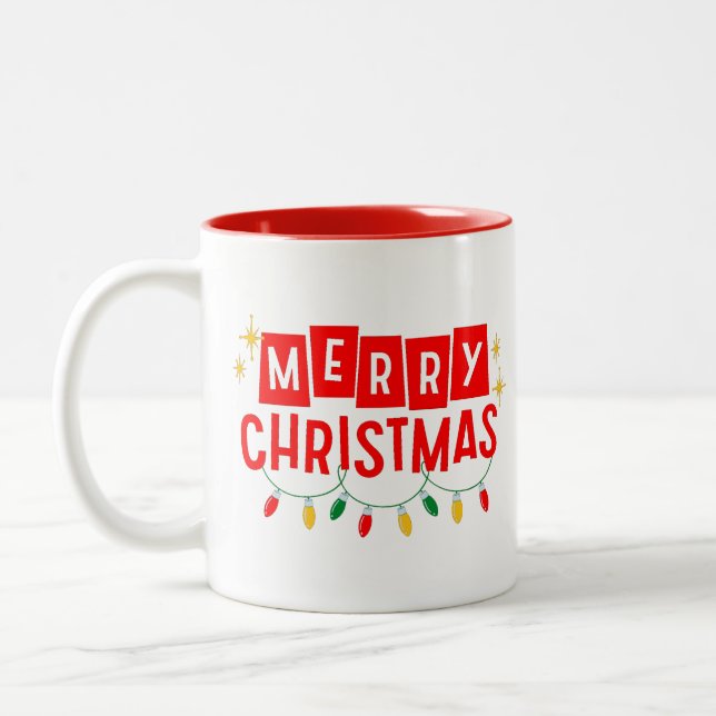 Merry Christmas Two-Tone Coffee Mug (Left)