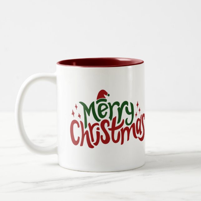 Merry Christmas Two-Tone Coffee Mug (Left)