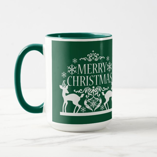 Merry Christmas Two Tone Mug-Green Mug (Left)