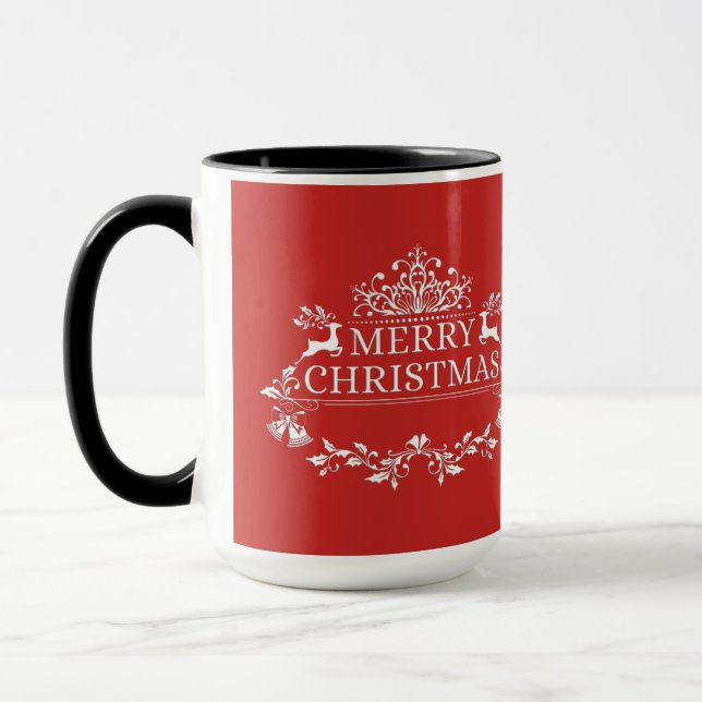 Merry Christmas Two Tone Mug-Red Mug (Left)