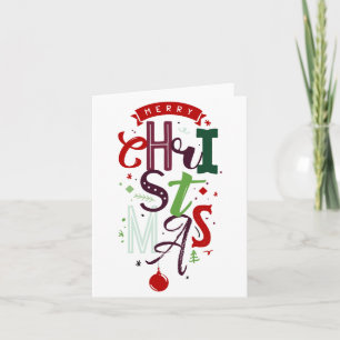 Merry Christmas Tygraphy Lettering Colorful T Shir Card