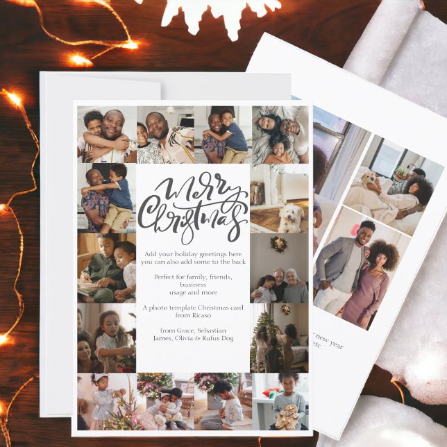 Merry Christmas Typography 17 Photo Holiday Card (Merry Christmas Typography 17 Photo Holiday Cards from Ricaso. Add own photographs and text)