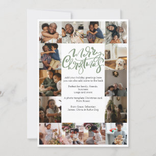 Merry Christmas Typography 17 Photo Holiday Card