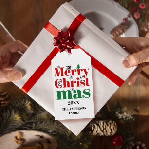 Merry Christmas typography and vintage elements Gift Tags