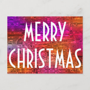 Merry Christmas Typography Colourful Pink Orange Holiday Postcard