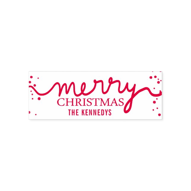Merry Christmas Typography Family Name Self-inking Stamp (Design)