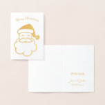 Merry Christmas Typography Gold Foil Santa Claus Card<br><div class="desc">Cute Santa Claus Elegant Gold or Silver Foil,  Happy Holidays Typography,  you can change all text,  Elegant Father Christmas Mini Card for Christmas Gifts</div>
