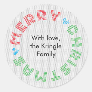 Merry Christmas Typography Holiday Wreath Classic Round Sticker