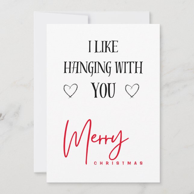 Merry Christmas | Typography I Like You Boyfriend Holiday Card (Front)