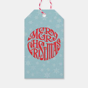 Merry Christmas Typography Joyful Greetings Gift Tags