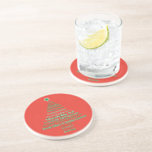 Merry Christmas Typography Language Tree Coaster