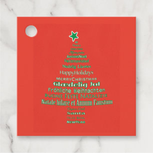 Merry Christmas Typography Language Tree  Custom Favour Tags