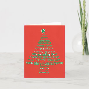 Merry Christmas Typography Language Tree Note Card