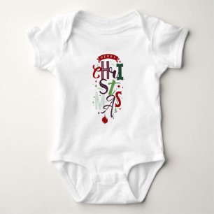 Merry Christmas Typography Lettering Colourful  Baby Bodysuit