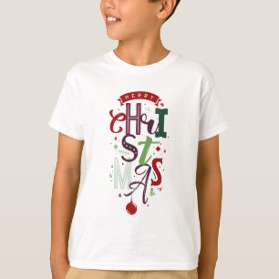 Merry Christmas Typography Lettering Colourful T-S T-Shirt