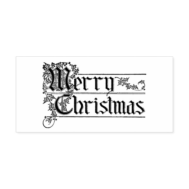 Merry Christmas Typography Lettering Rubber Stamp (Imprint)