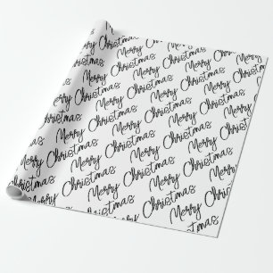 MERRY CHRISTMAS Typography Modern Festive Holiday Wrapping Paper