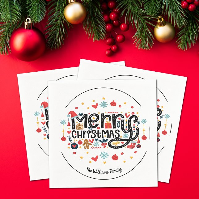 Merry Christmas Typography Napkin (Creator Uploaded)