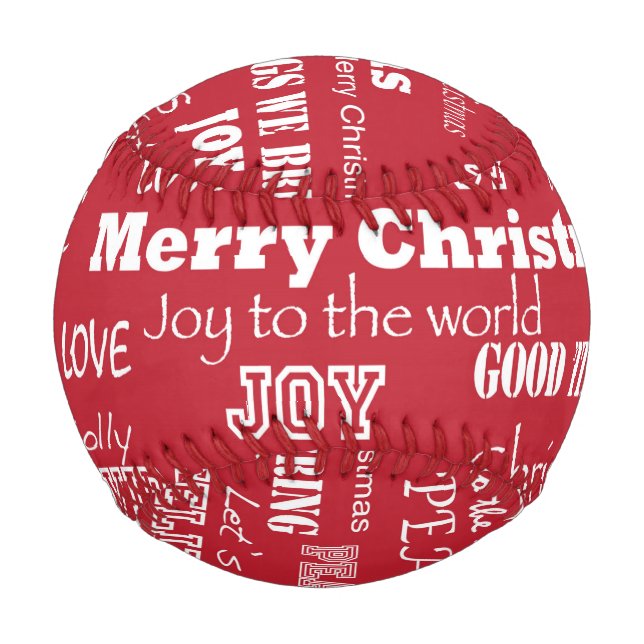 Merry Christmas Typography Pattern Baseball (Front)