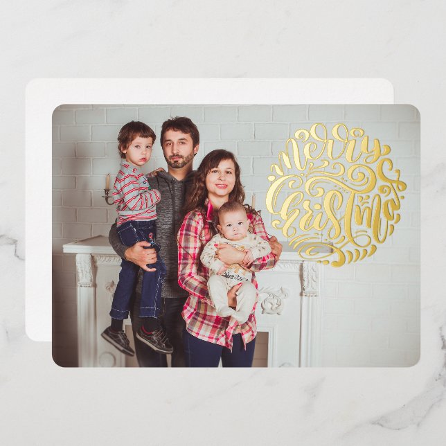 Merry Christmas Typography Photo Card (Front/Back)
