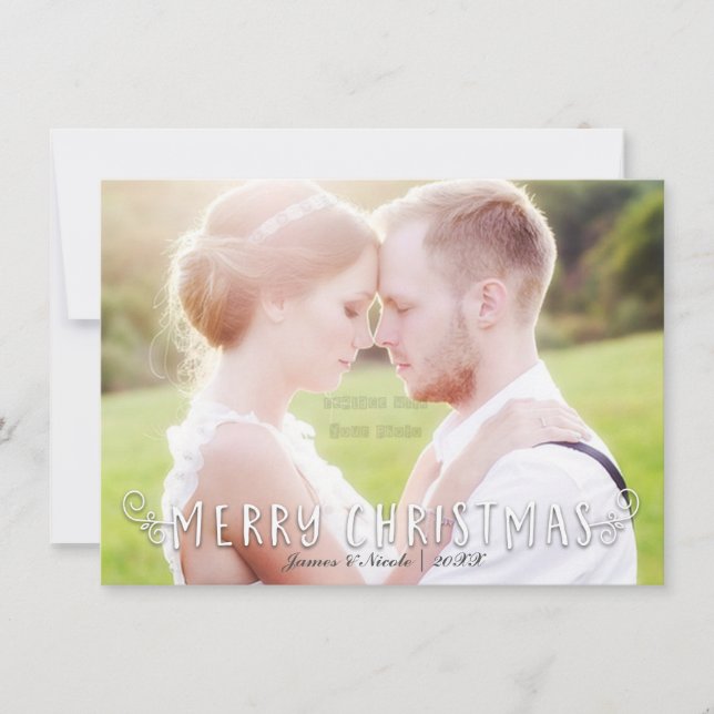 Merry Christmas Typography Photo Card Front & Back (Front)