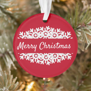 Merry Christmas Typography Red Acrylic Ornament