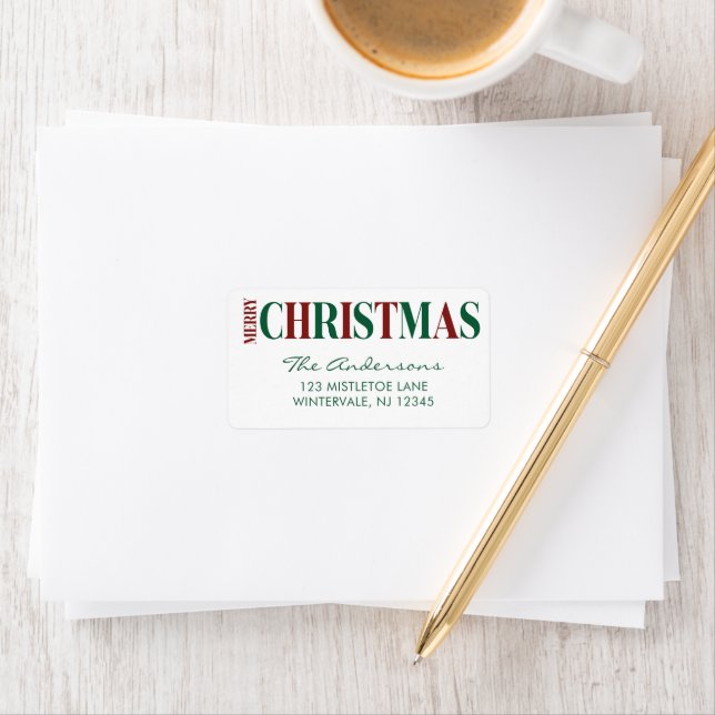 Merry Christmas Typography Red and Green Label (Insitu)
