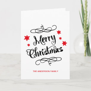 Merry Christmas Typography Red White Holiday Card