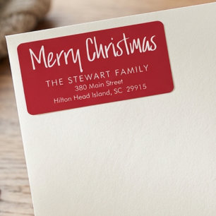 Merry Christmas Typography Return Address   Red Label