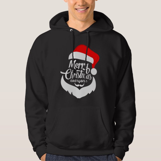 Merry Christmas Typography Santa Claus Cap T-Shirt Hoodie (Front)