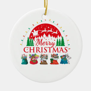 Merry Christmas Typography Santa Text Ceramic Tree Decoration