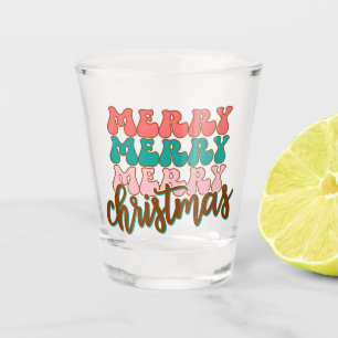 Merry Christmas Typography Shot Glass