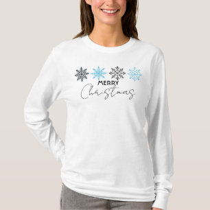 Merry Christmas Typography, Snowflakes, Simple T-Shirt